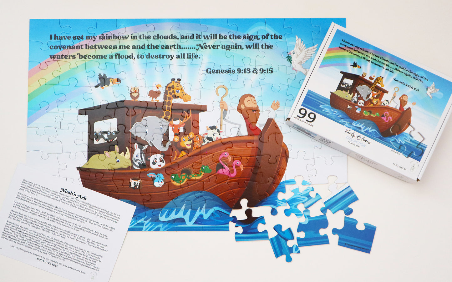99 Piece Noah Ark Puzzle Set. Full built puzzle, box and story card I Sow Brilliant